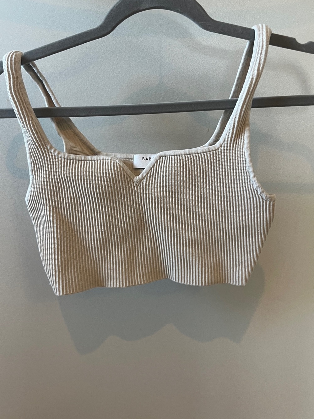 Babaton Ribbed Cropped Tank - Neutral Beige